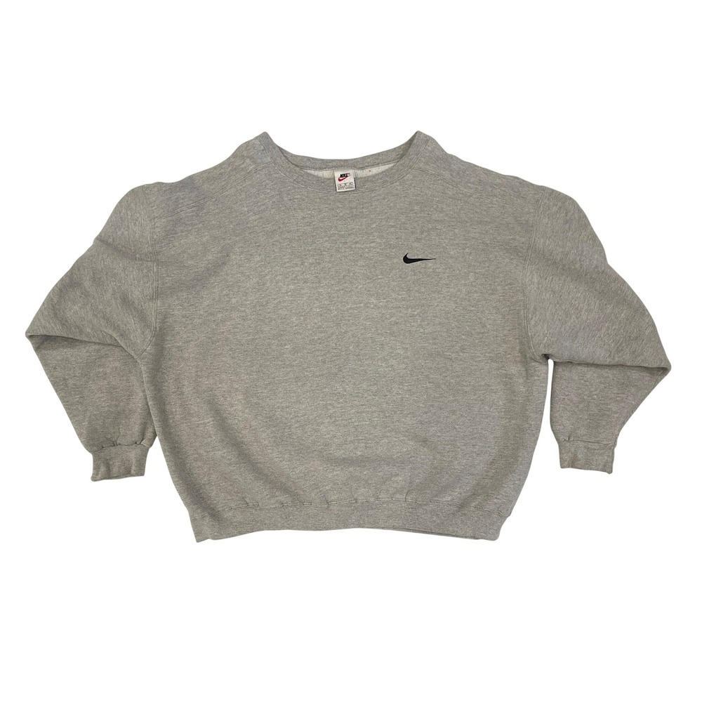 Vintage Nike Crewneck Sweatshirt Gray Embroidered Swoosh XL‎ Mens Pullover